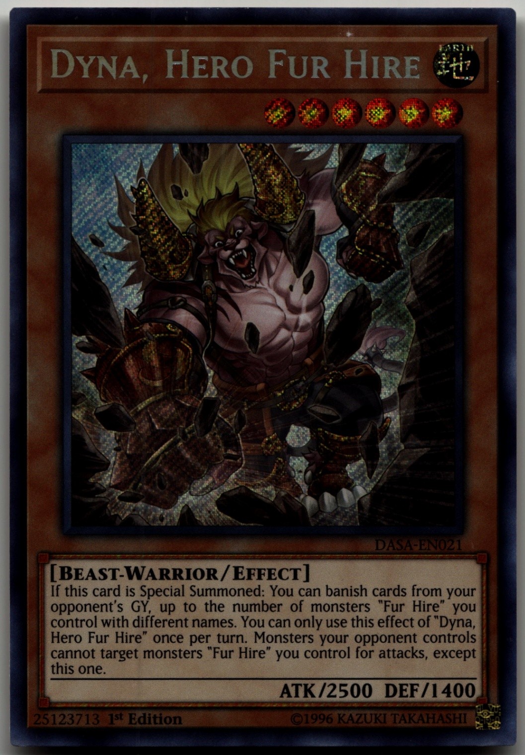 Dyna, Hero Fur Hire Secret Rare Dark Saviors DASA-EN021 LP