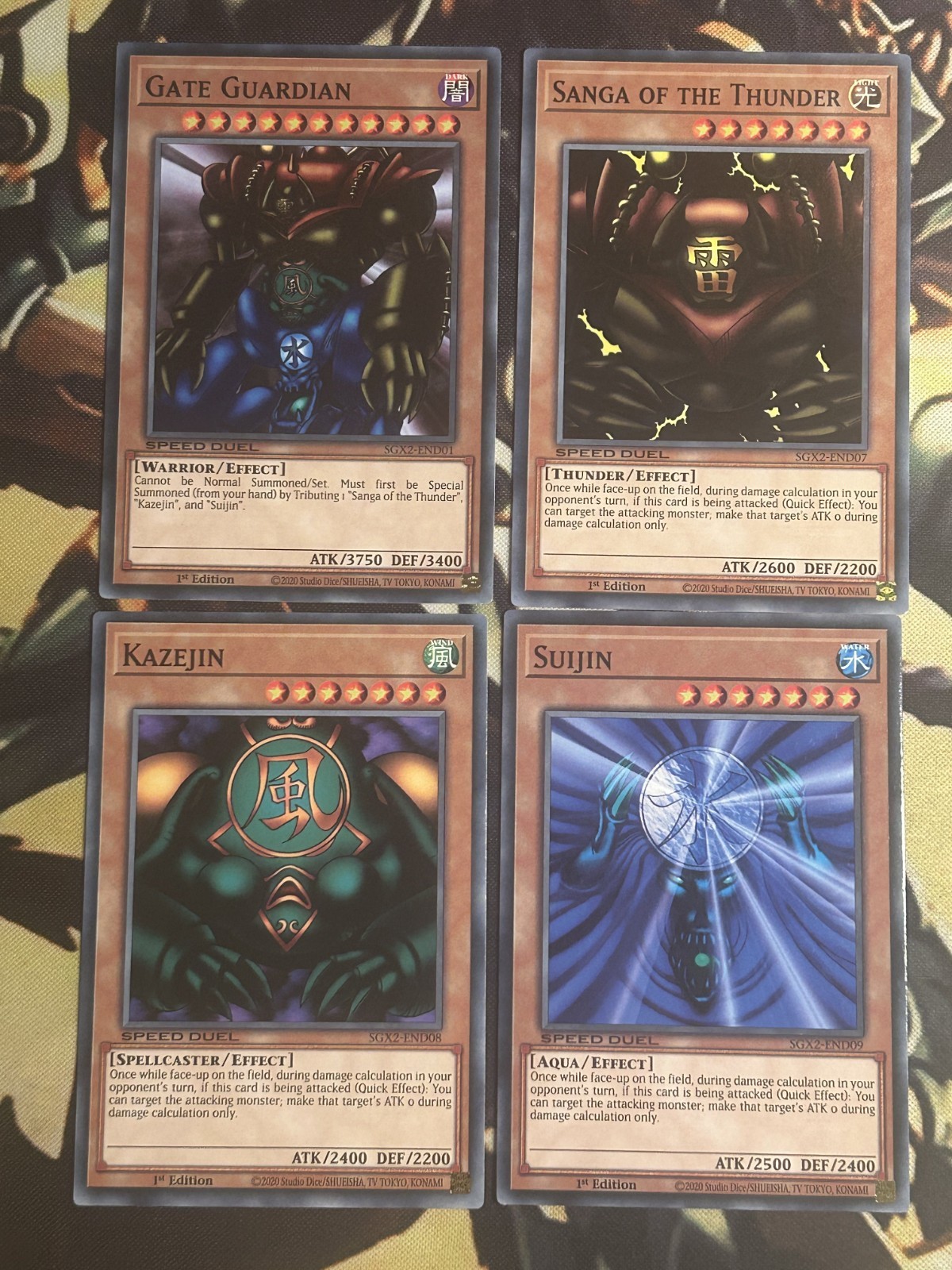 Yugioh: Gate Guardian 4 Card Set! Sanga + Suijin + Kazejin – 1st Edition NM