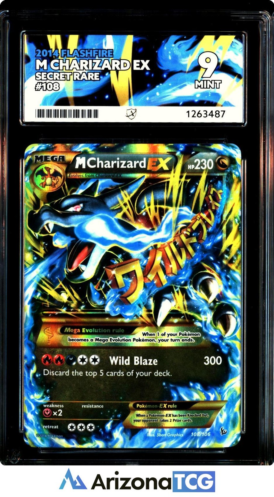 Pokemon 2014 M Charizard EX 108/106 Full Art Secret Rare Flashfire ACE 9