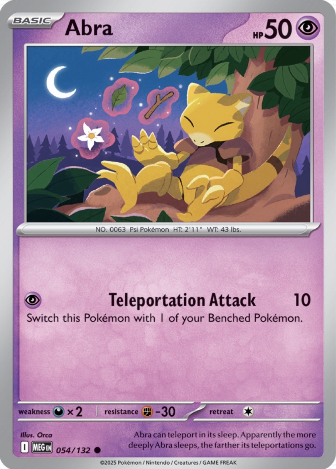 Abra 054/132 Pokémon ME01: Mega Evolution Common Regular 2025 NM