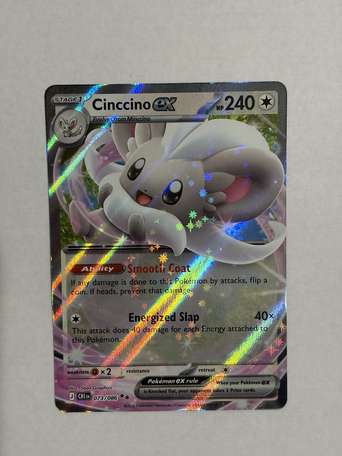 Pokemon Trading Card Cinccino Ex 073/086