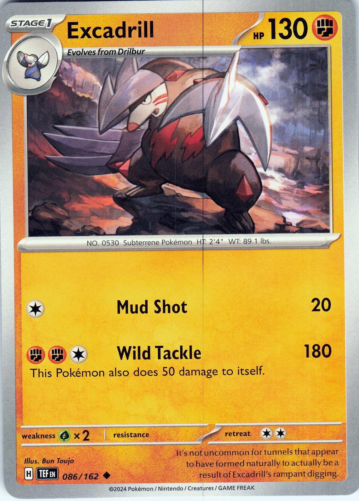 Excadrill 086/162 Uncommon Temporal Forces Pokemon NM Bun Toujo 2024