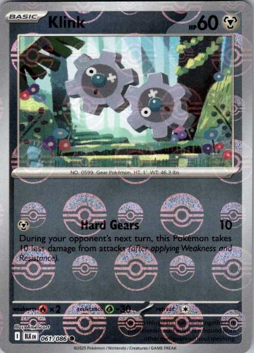 Klink (Poke Ball Pattern) Holo Common SV: Black Bolt 061/086 NM Amelicart