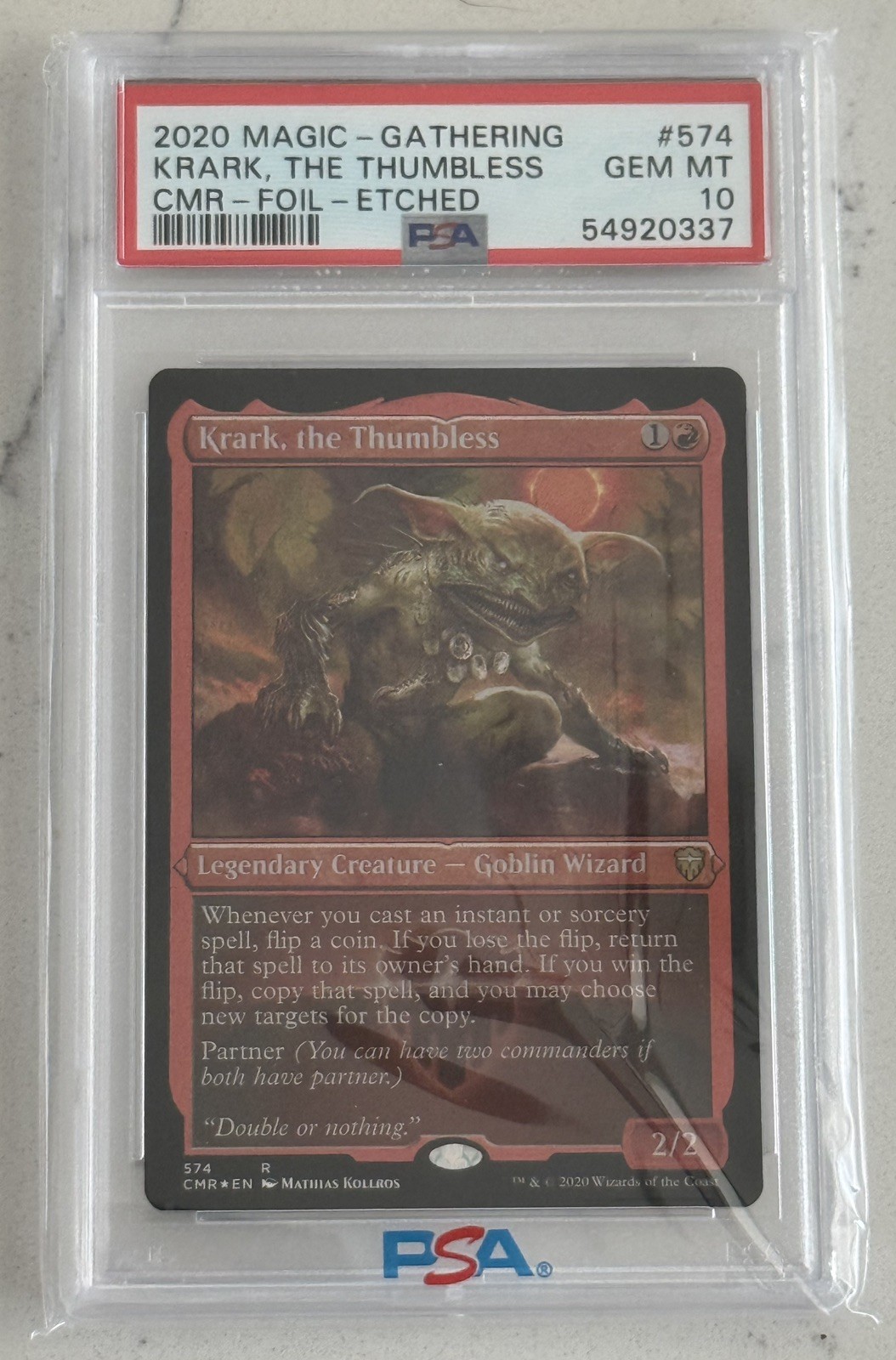 2020 MTG Commander Legends Krark, the Thumbless #574 FOIL ETCHED PSA 10 POP 1