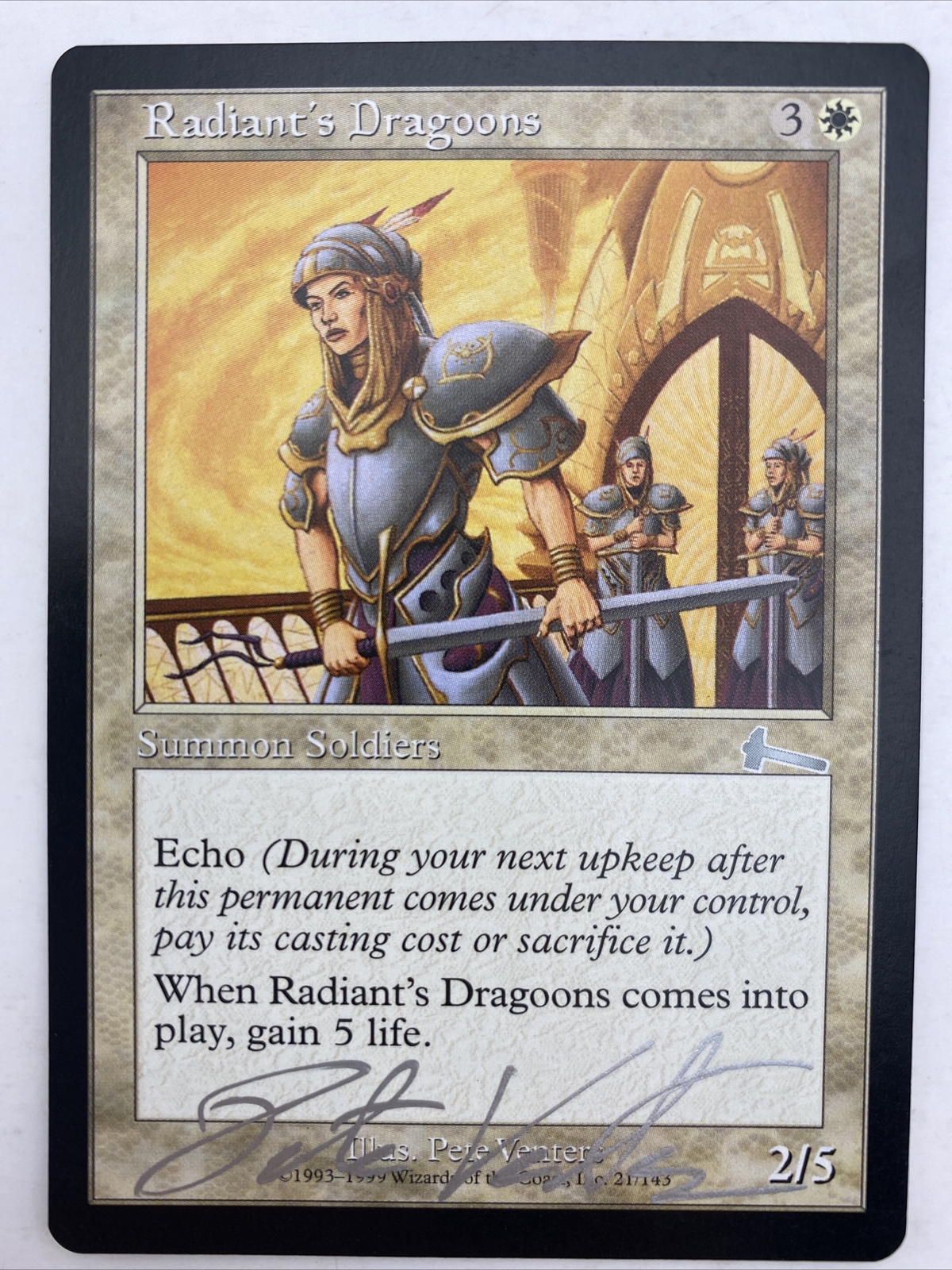 **MTG Artist Pete Venters **Radiant’s Dragoons Urza’s Legacy Signed SellbyCyn –