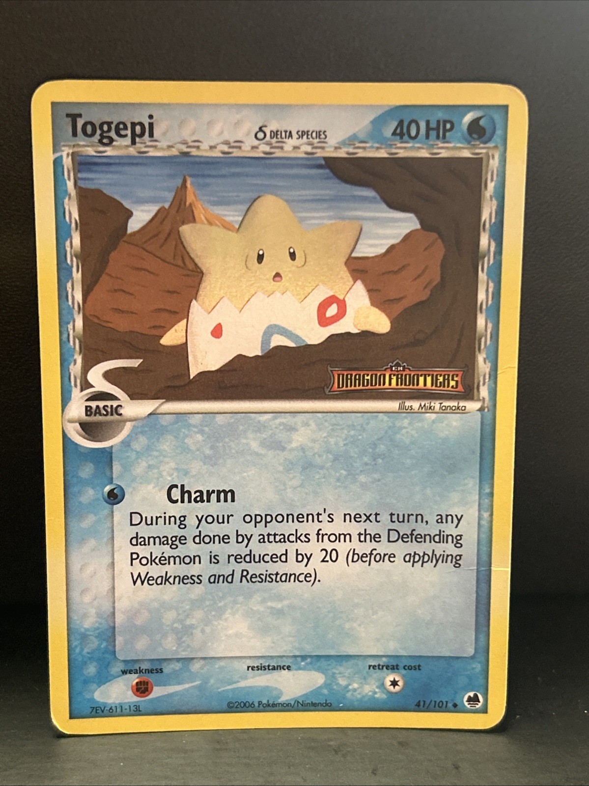 Pokemon Togepi 41/101 Dragon Frontiers Reverse Holo Common Stamped Basic English
