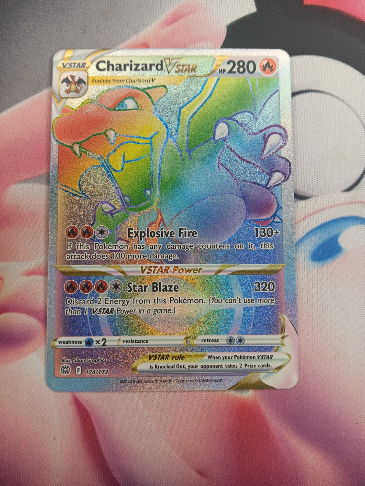 Pokemon Rainbow Charizard VStar 174/172 Brilliant Stars LP