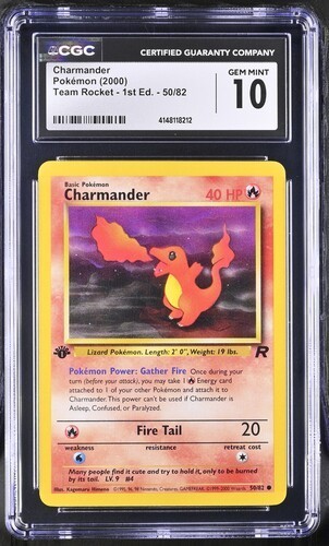 CGC 10 Charmander 50/82 1st edition First Ed Pokemon Card Team Rocket