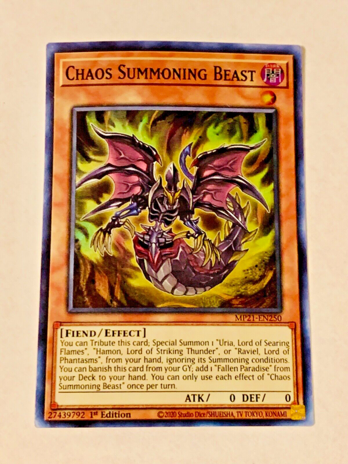 Yugioh TCG Chaos Summoning Beast MP21-EN250 1st Edition Super Rare LP