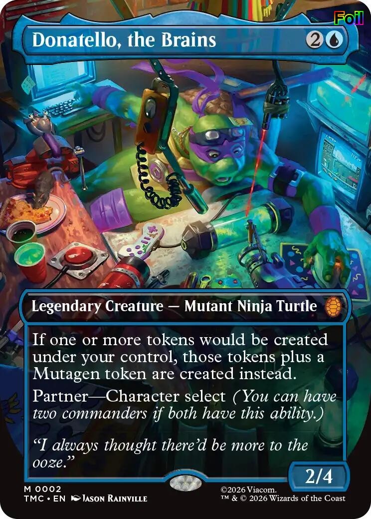 Foil Donatello, the Brains (0002) (Borderless) – 2 – NM – Commander: Teenage …