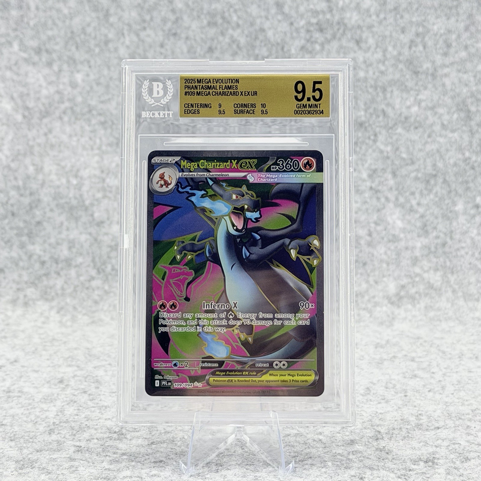 Pokemon 2025 Mega Charizard X EX UR 109/094 Phantasmal Flames BGS 9.5