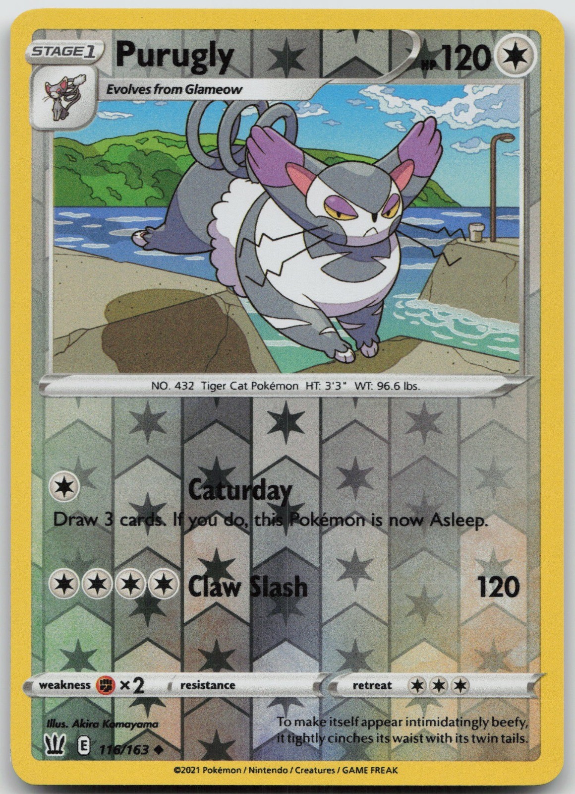 Purugly Uncommon Reverse Holo SWSH05: Battle Styles 116/163 NM Akira Komayama