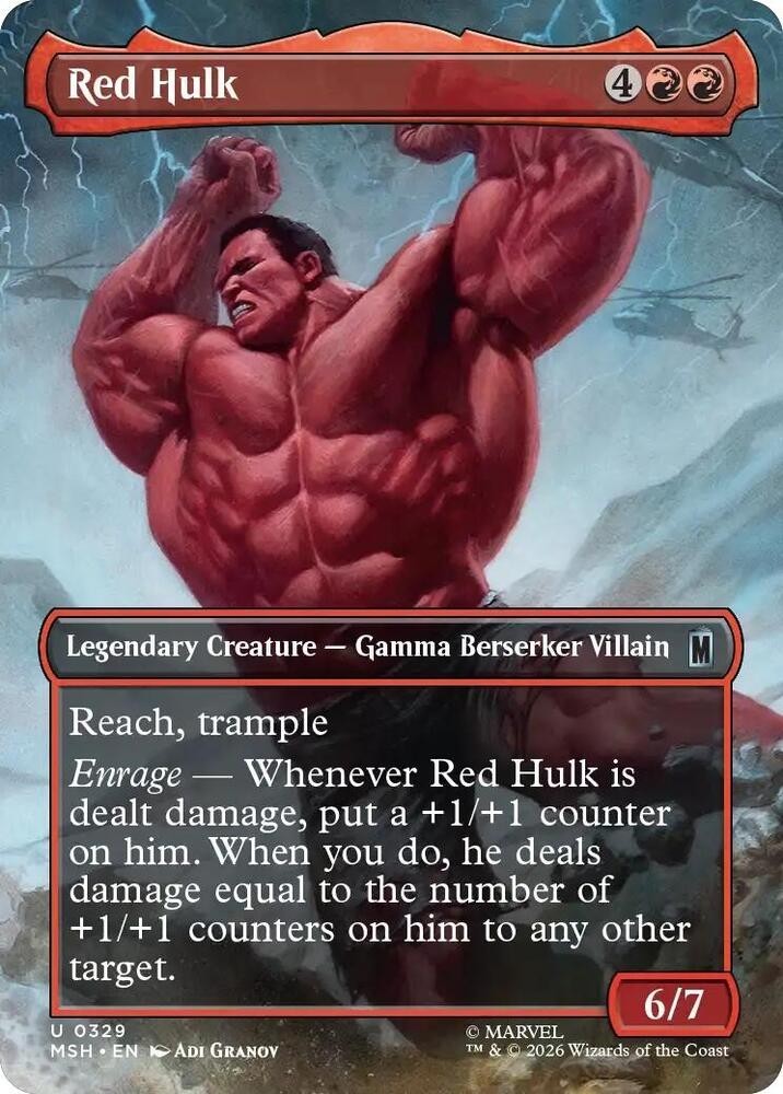 Red Hulk Borderless – MSH 0329 – NM – MTG Magic