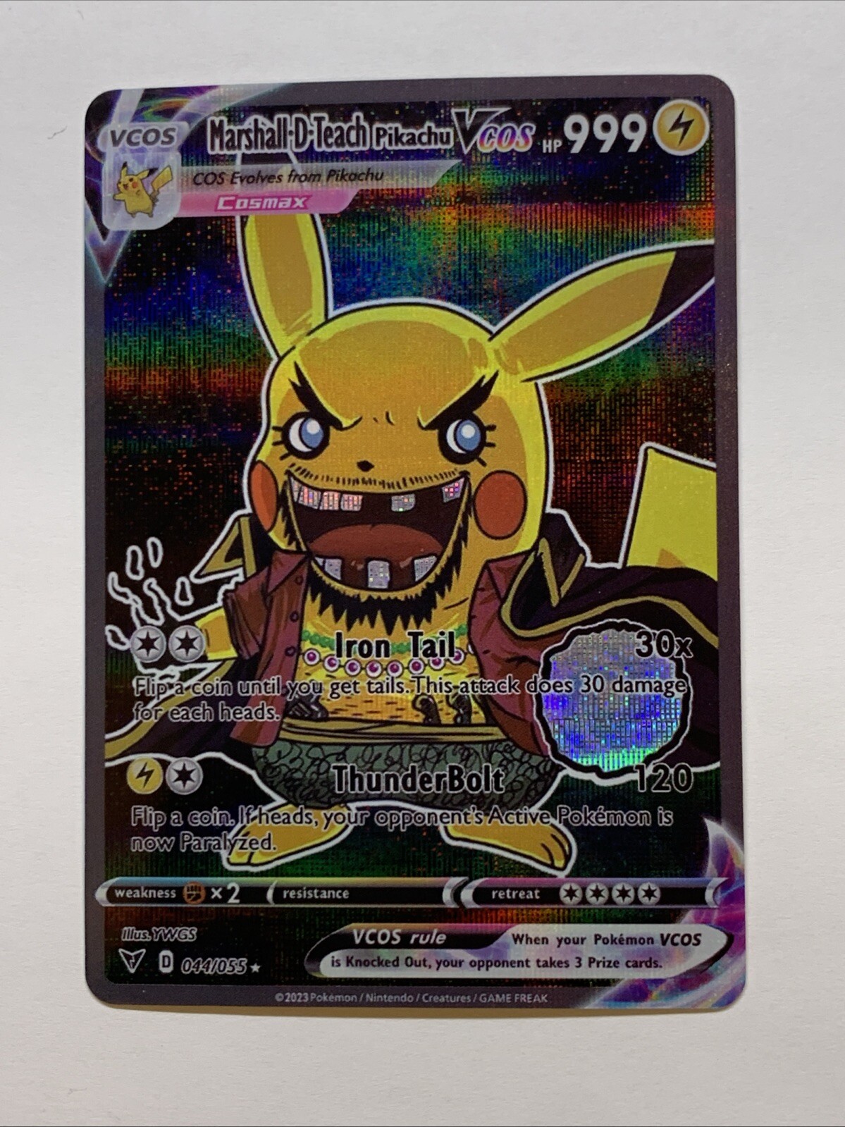 Pikachu Cosplay Marshall D Teach One Piece Pokémon Custom Card Holo Foil Anime