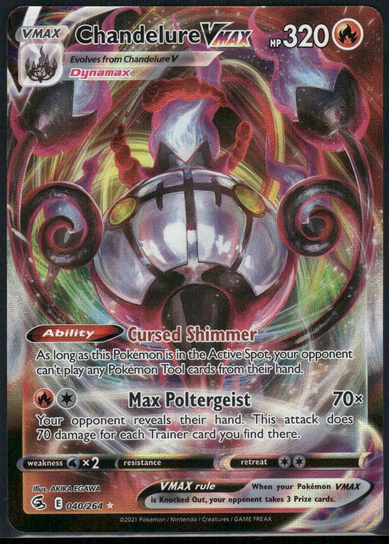 Chandelure VMAX 040/264 Holo VMAX Rare Fusion Strike Pokemon Near Mint