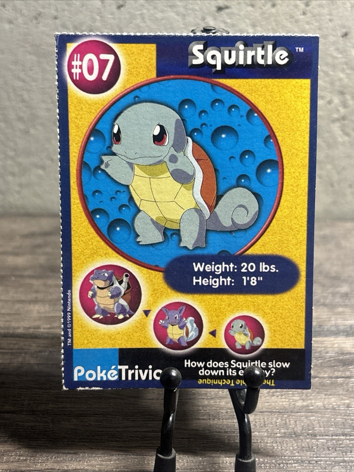 Squirtle Perforated #07 Pokemon Burger King PokeTrivia Original 1999-LP!!
