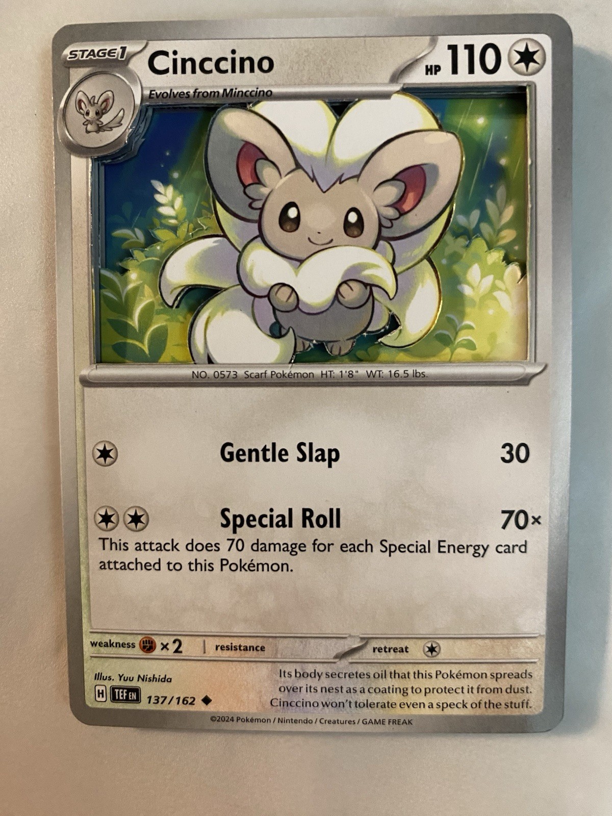 Pokémon Cinccino “3D” Effect 3 Layered Cards, Hand Cut and Assembled (137/162)