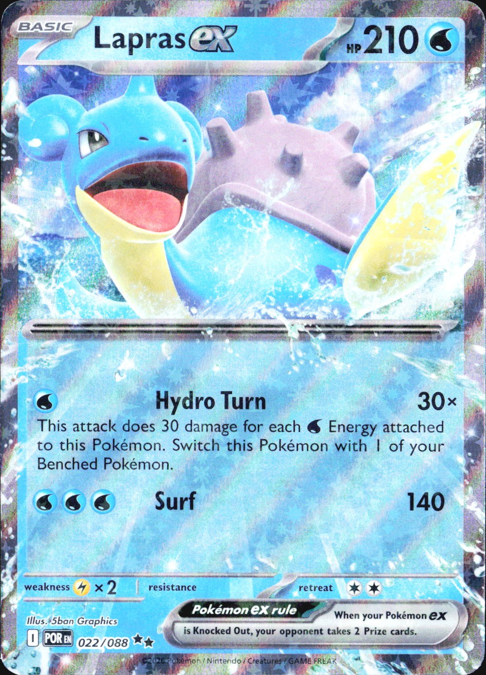 Lapras ex POR ME03: Perfect Order #022/088 Double Rare Holo NM