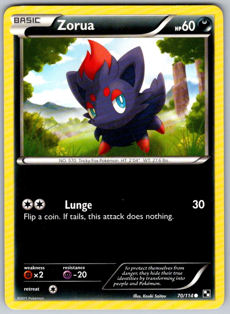 2011 Zorua 70/114 Pokemon Black & White C