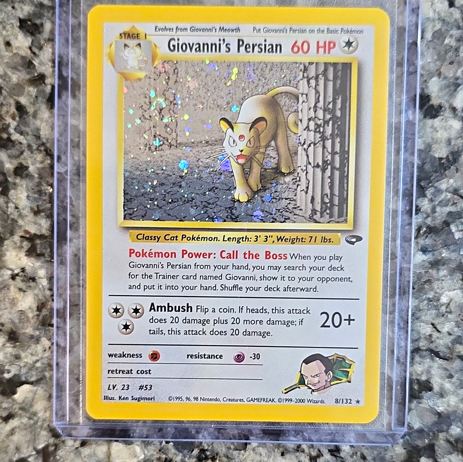 Giovanni’s Persian 8/132 Gym Challenge Holo Rare English 60 HP