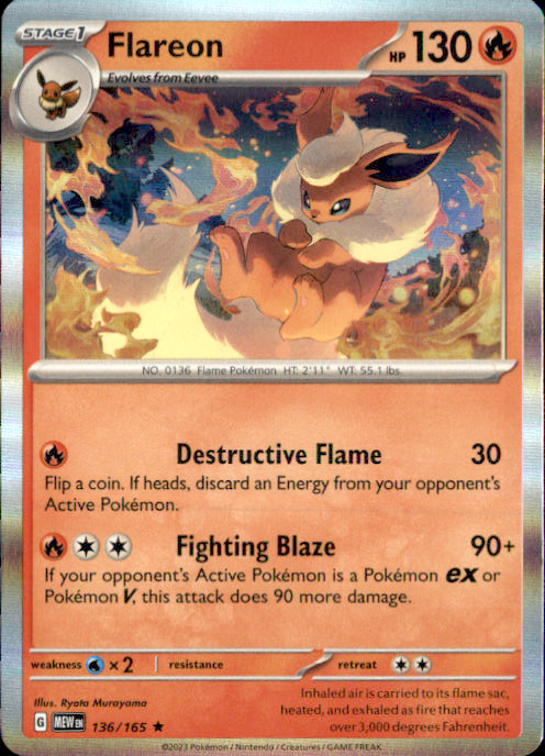Flareon Holo Rare SV: Scarlet & Violet 151 136/165 NM Ryota Murayama 2023