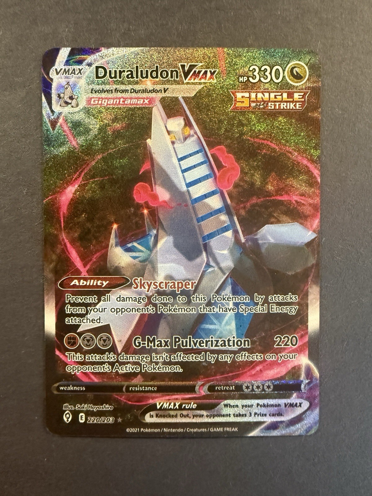 Duraludon VMAX (Alternate Art Secret) 220/203 SWSH07: Evolving Skies Holo