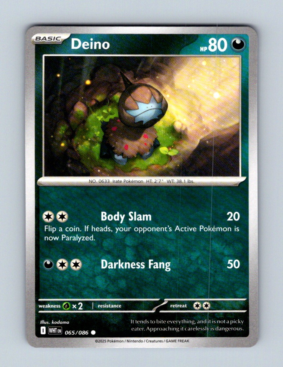 Deino 065/086 Common White Flare Pokemon Near Mint