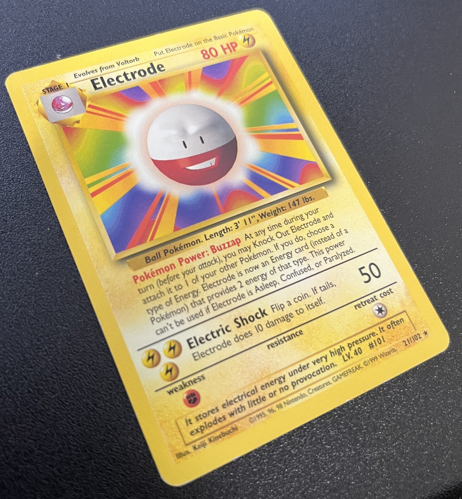 Pokemon Base Set Electrode #21/102 MP Unlimited WOTC 1999 Non-Holo Rare