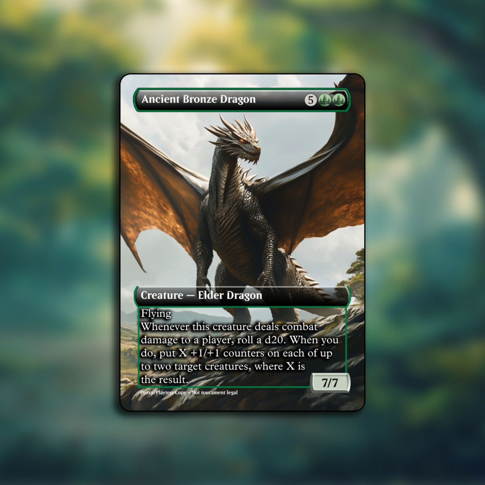 Ancient Bronze Dragon MTG Playtest Custom Alt Art Card For Commander