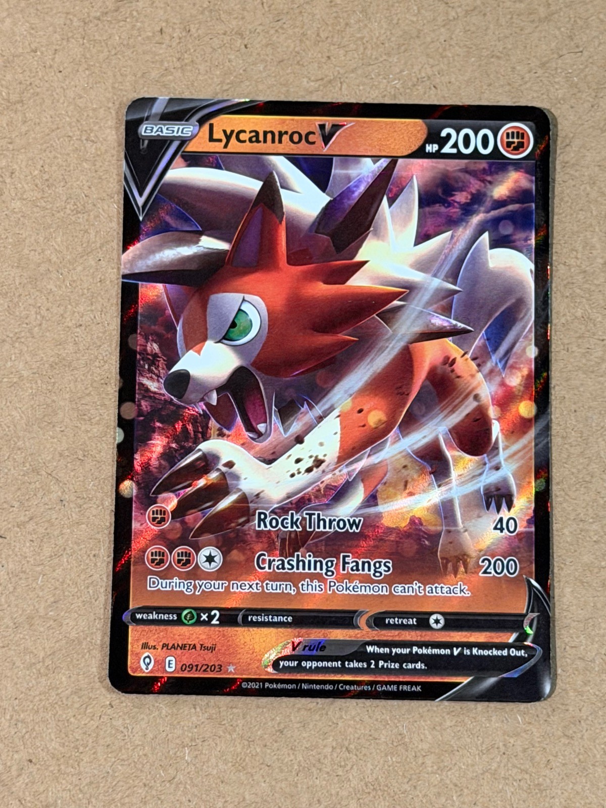 Lycanroc V 091/203 Holo Evolving Skies Pokemon NM PLANETA Tsuji