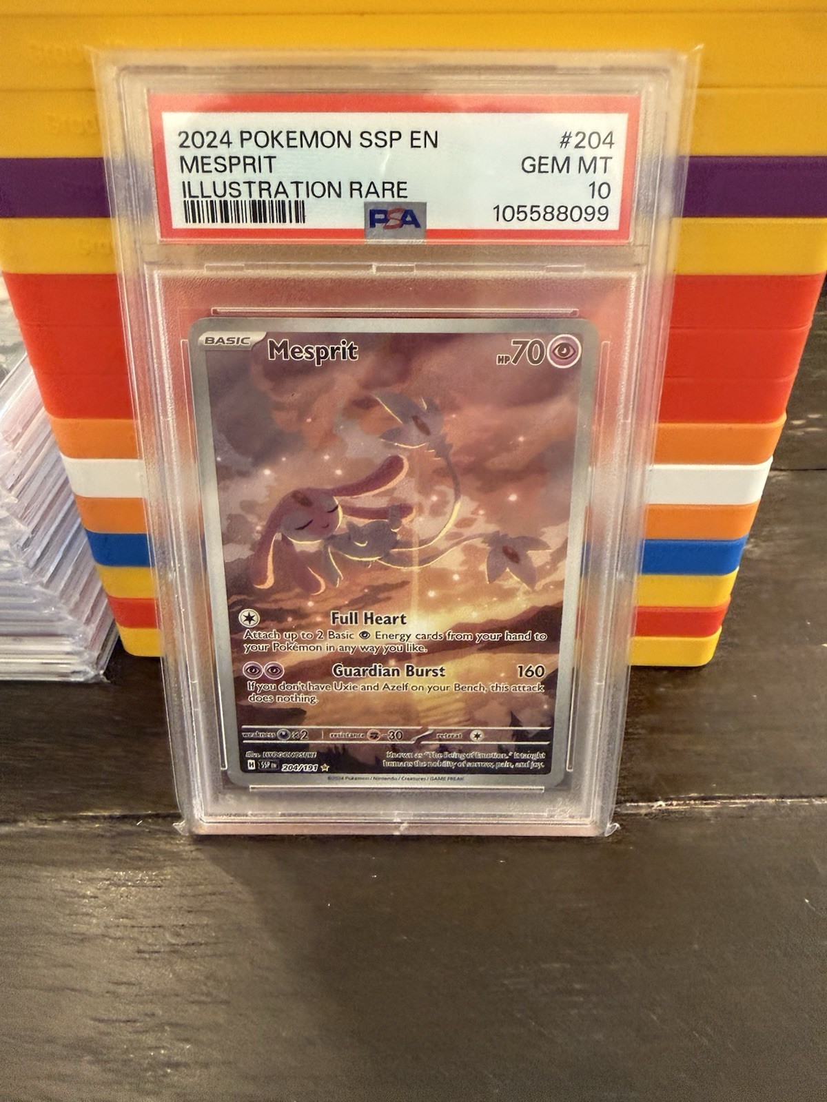 PSA 10 Mesprit 204/191 Surging Sparks SV08 Illustration Rare Holo 2024 EN