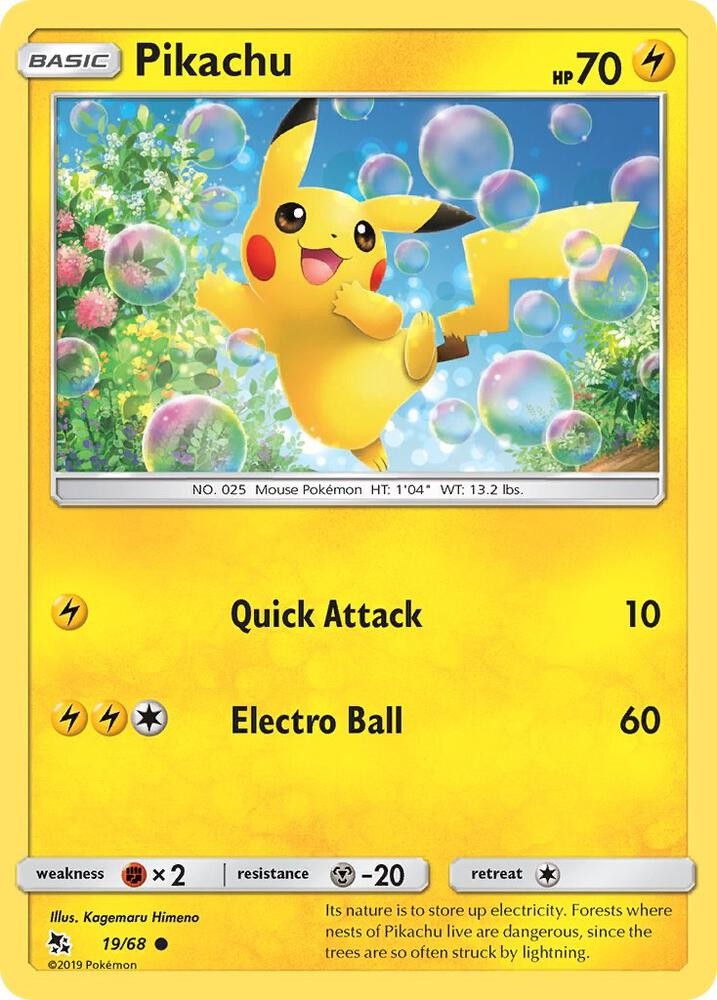Pikachu 19/68 Common Pokemon Hidden Fates NM