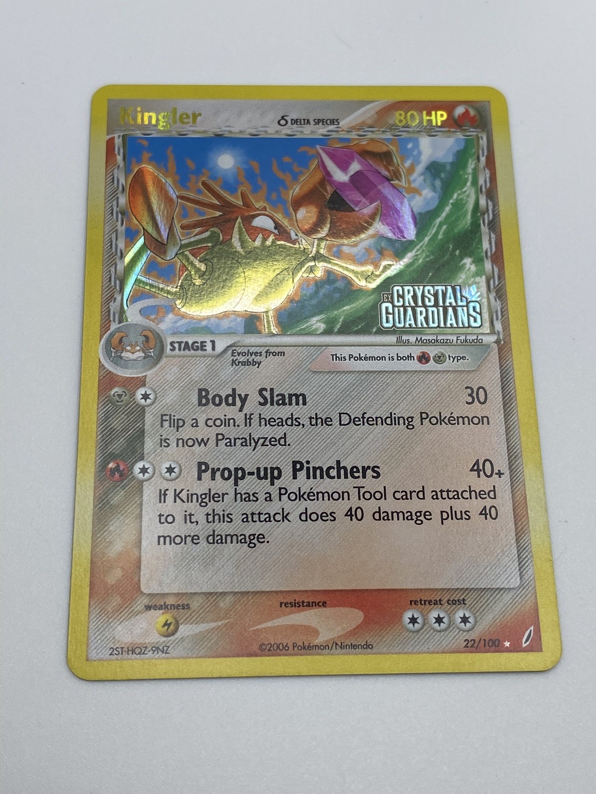 Kingler 22/100 Crystal Guardians Stamped Reverse Holo – NM