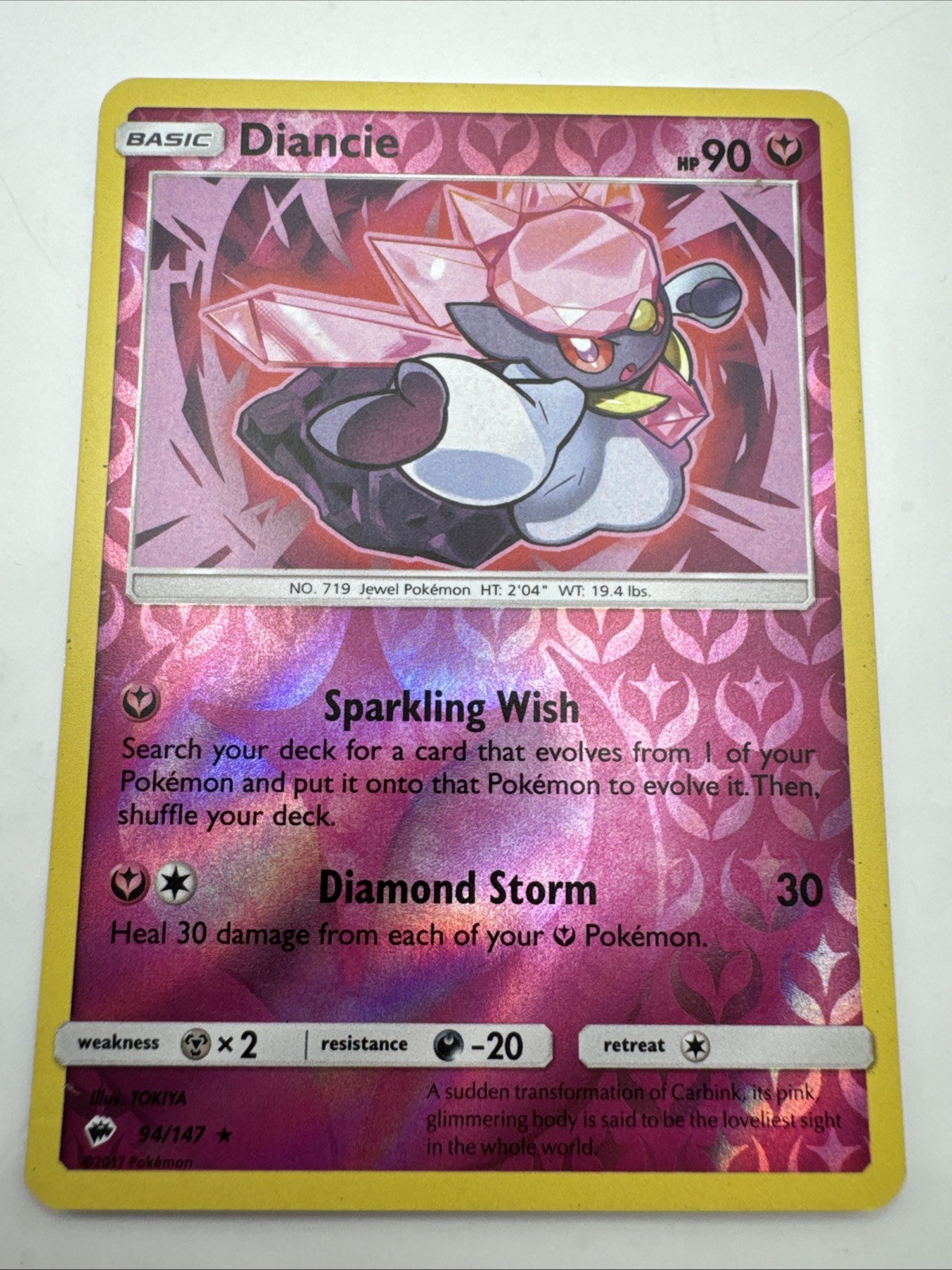 Pokémon TCG Diancie Burning Shadows 94/147 Reverse Holo Rare