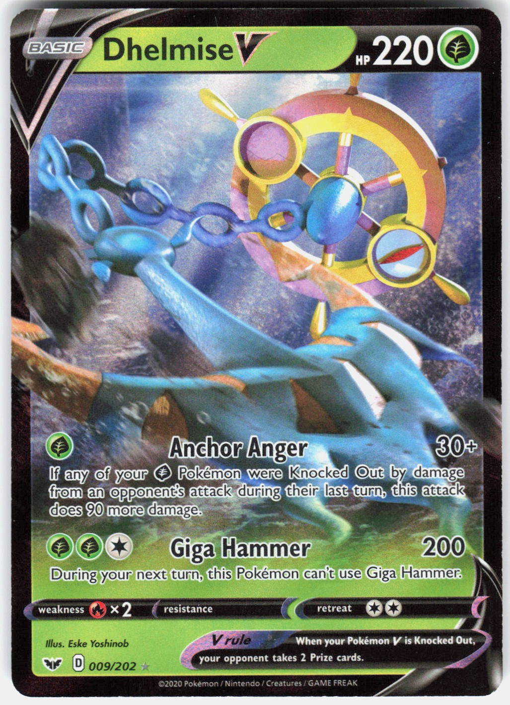 Dhelmise V Holo SWSH01: Sword & Shield Base Set 009/202 NM Eske Yoshinob