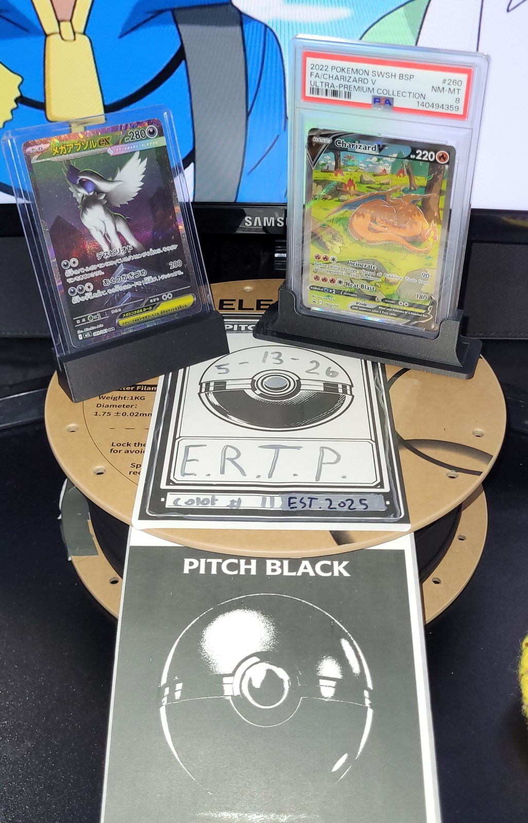 *Pitch Black E.R.T.P. Stand* Charizard V SWSH Sword & Shield Promo Card Holo FA