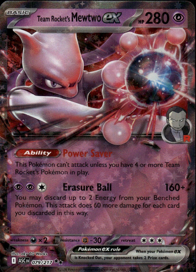 Team Rocket’s Mewtwo ex Holo Double Rare ME: Ascended Heroes 079/217 NM