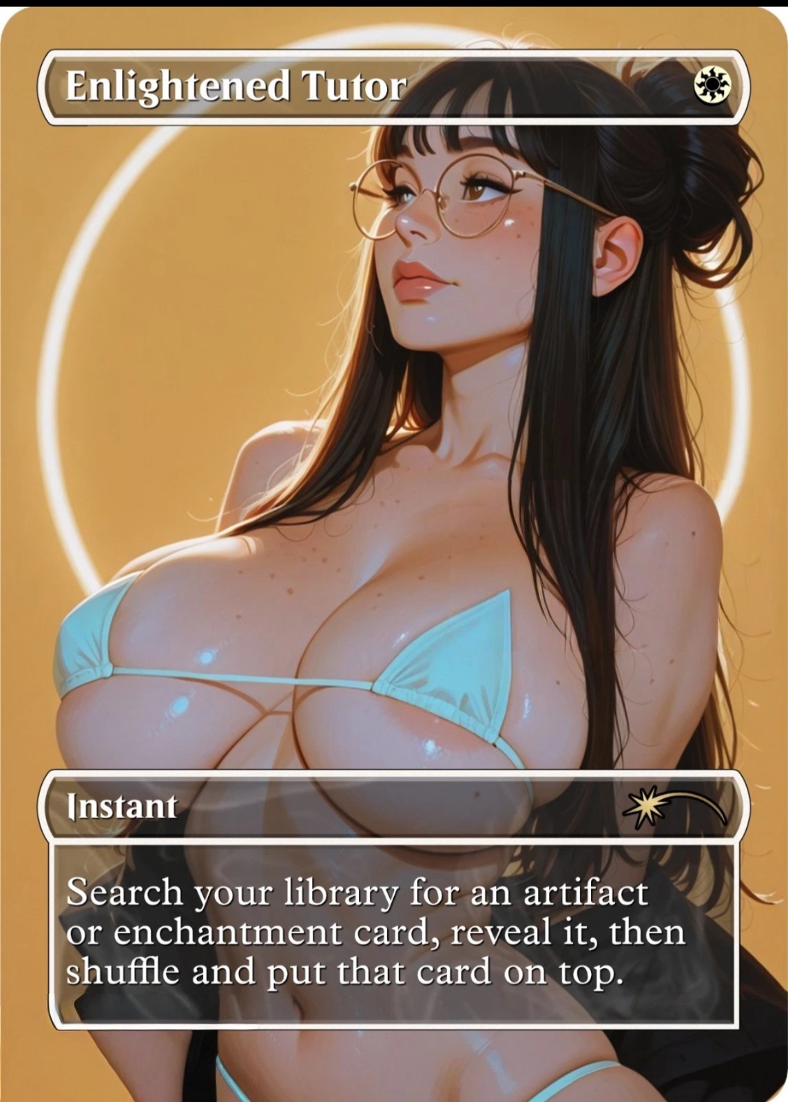 MTG – Enlightened Tutor – FOIL – Fanart Borderless Style – EDH / Playtest