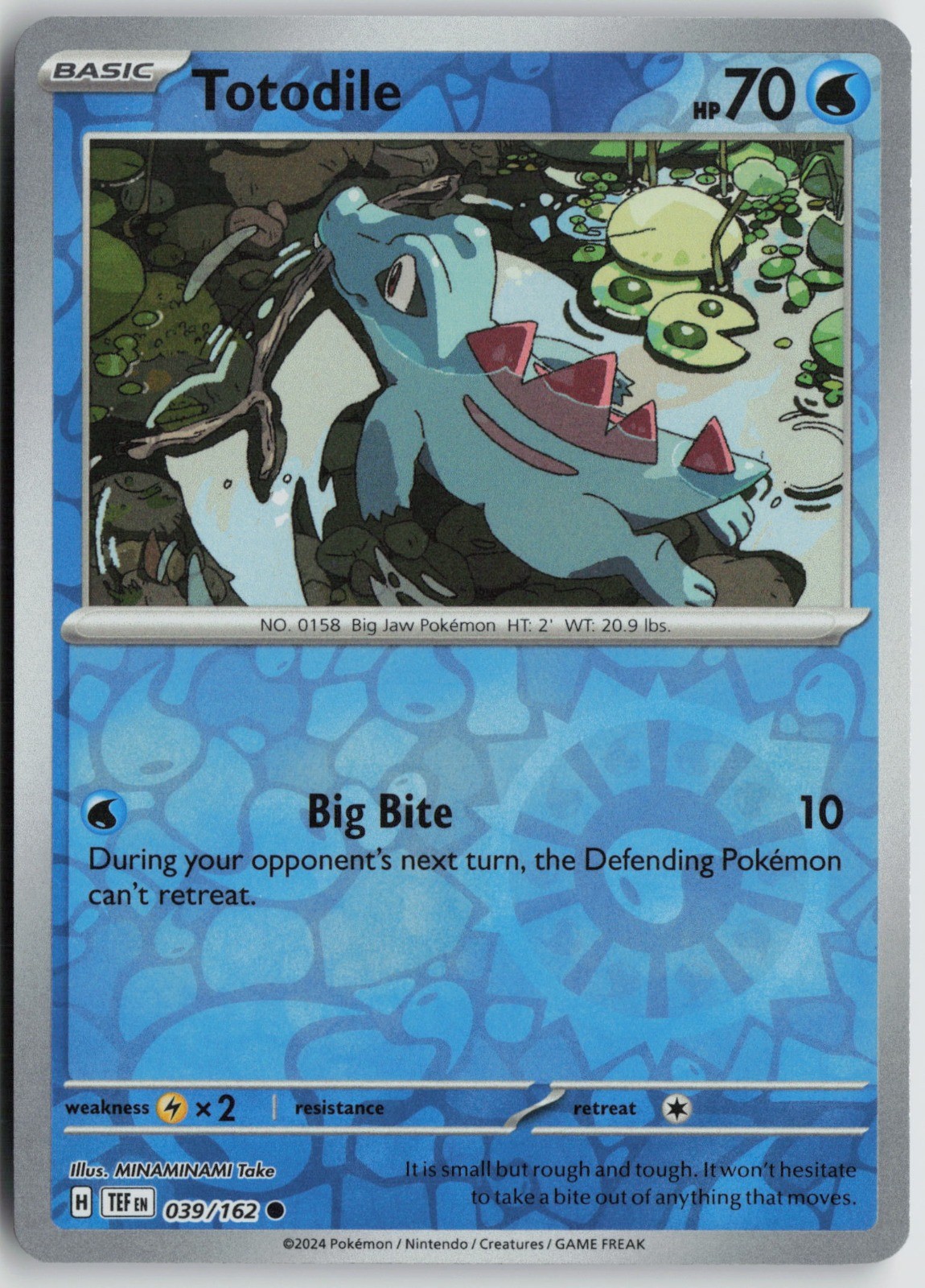 Totodile Common Reverse Holo SV05: Temporal Forces 039/162 NM MINAMINAMI Take