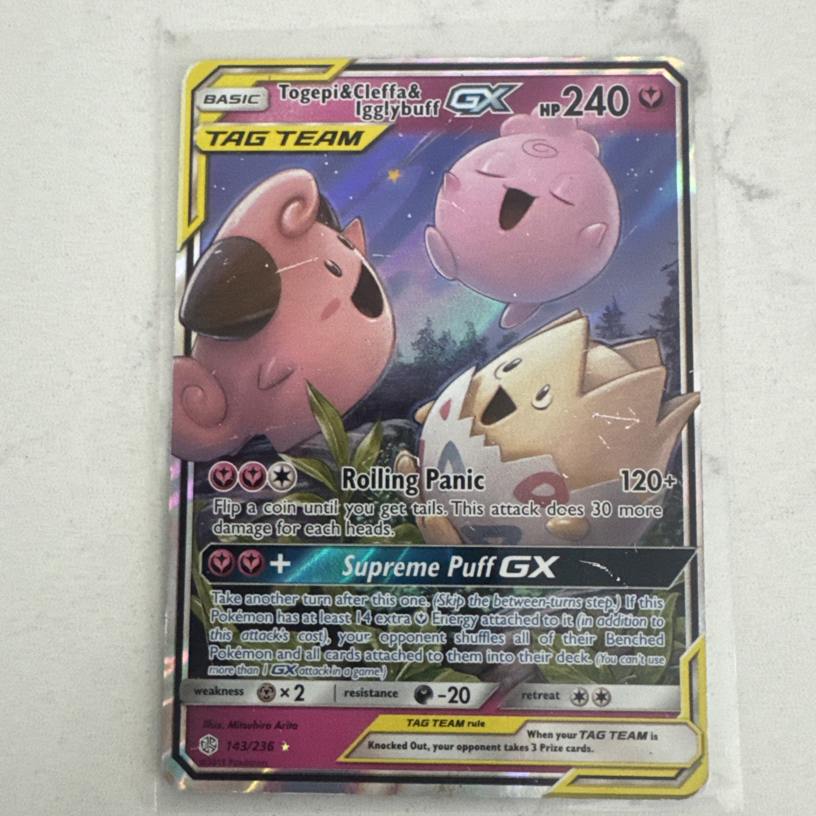 Pokemon Togepi & Cleffa & Igglybuff GX Tag Team Ultra Rare Holo 143/236 Cosmic