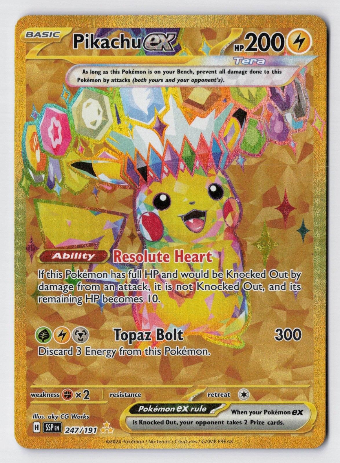 Pikachu ex | 247/191 | Holo Hyper Rare | SV08: Surging Sparks | NM
