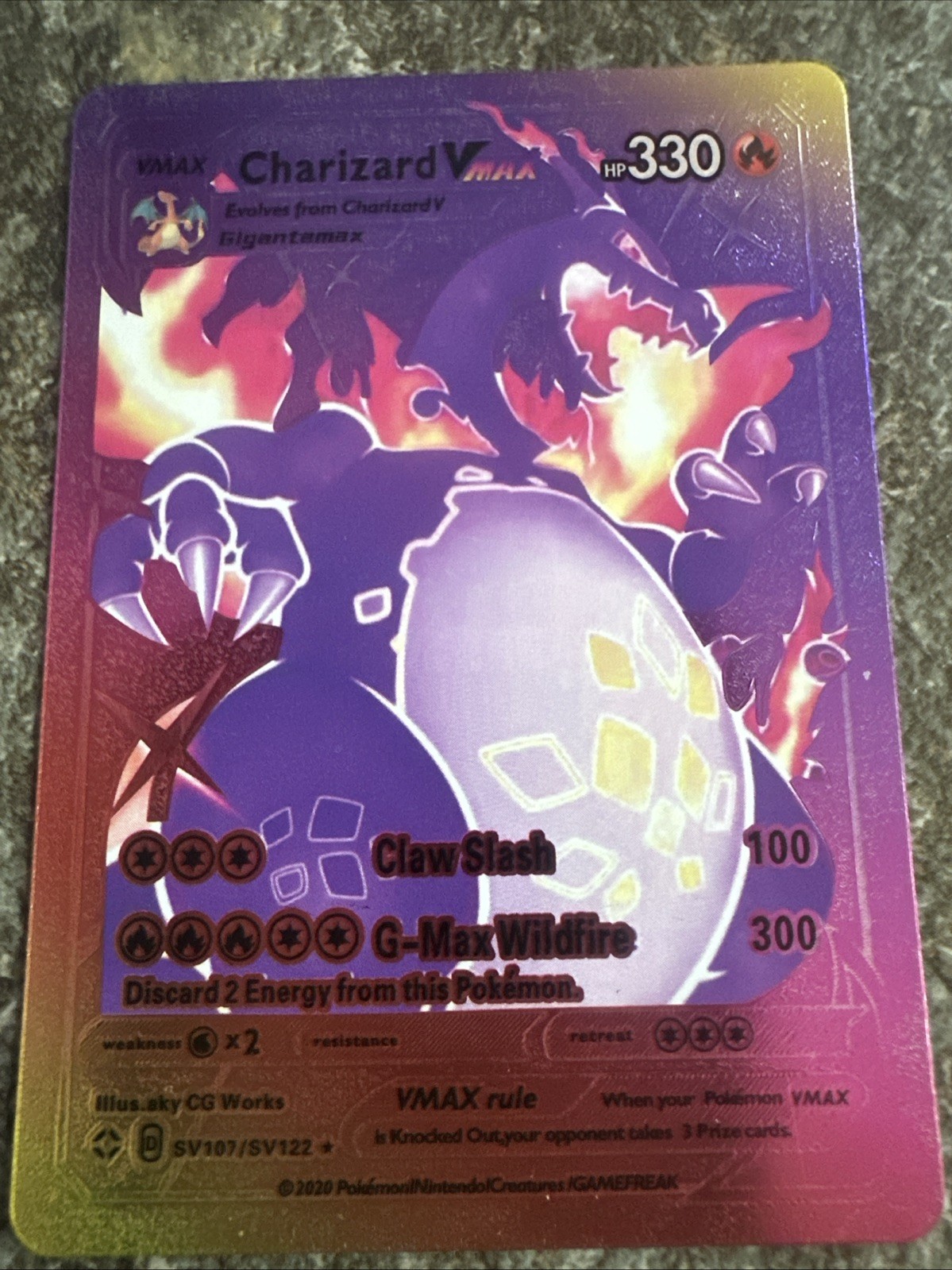 Charizard Vmax Multi Color Foil Fan Art Card