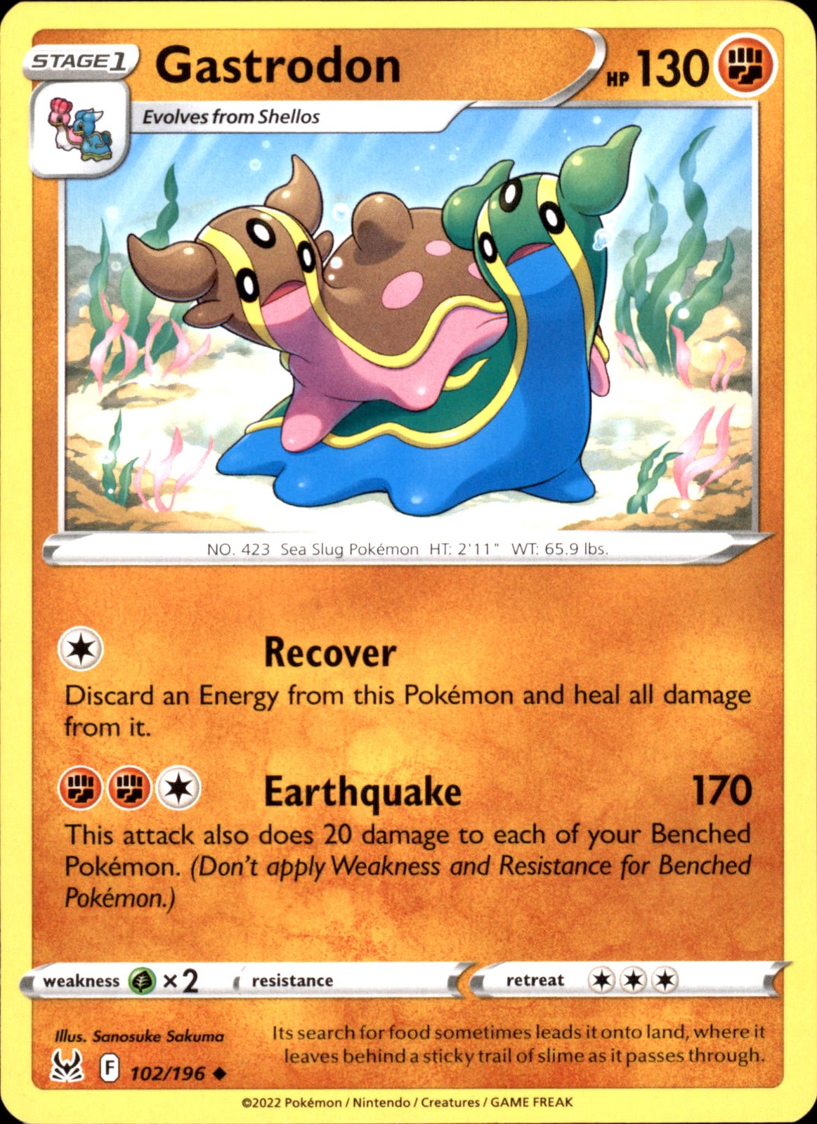 Gastrodon 102/196 Uncommon – Pokemon SWSH11: Lost Origin 2022 NM