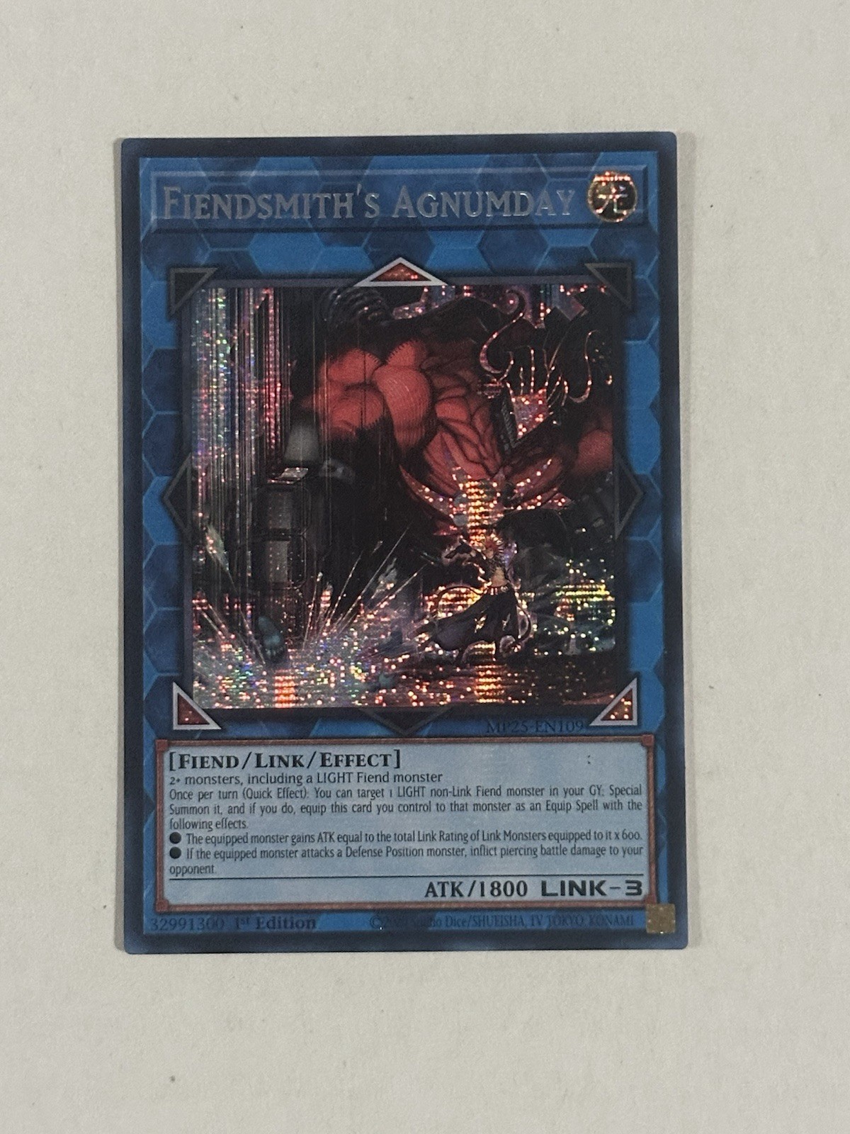 YUGIOH: 1x Fiendsmith’s Agnumday MP25-EN109 Prismatic Secret Rare 2025 Mega-Pack