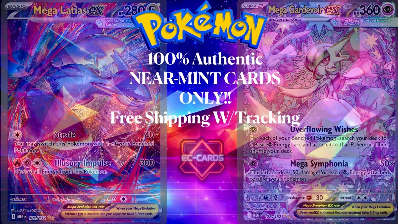 Mega Evolution Pokémon Cards, Reverse Holo, EX, Ultra Rare, Full Art, English NM