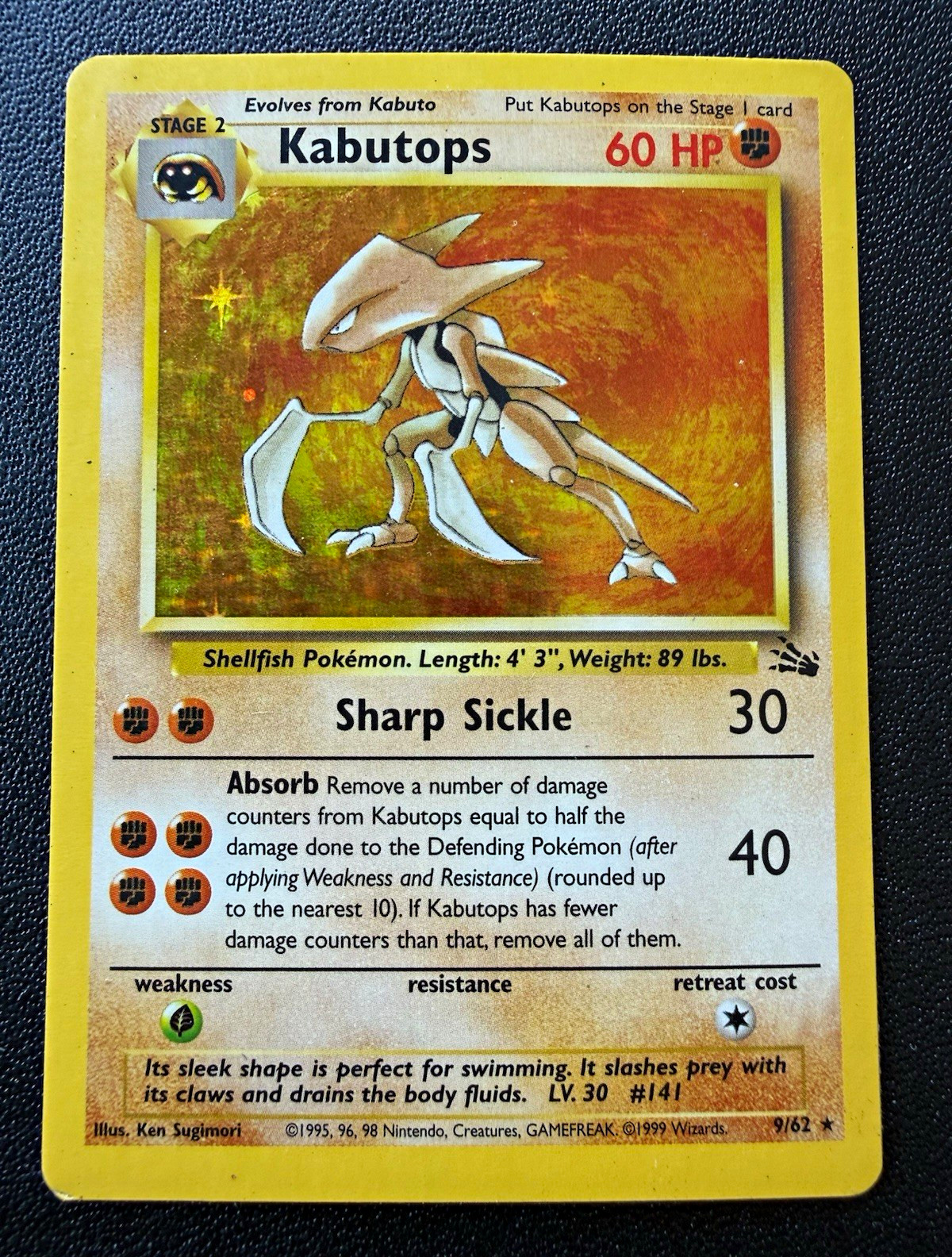 Wizards Pokemon TCG Kabutops 9/62 Fossil Holo Rare Unlimited English 60HP l