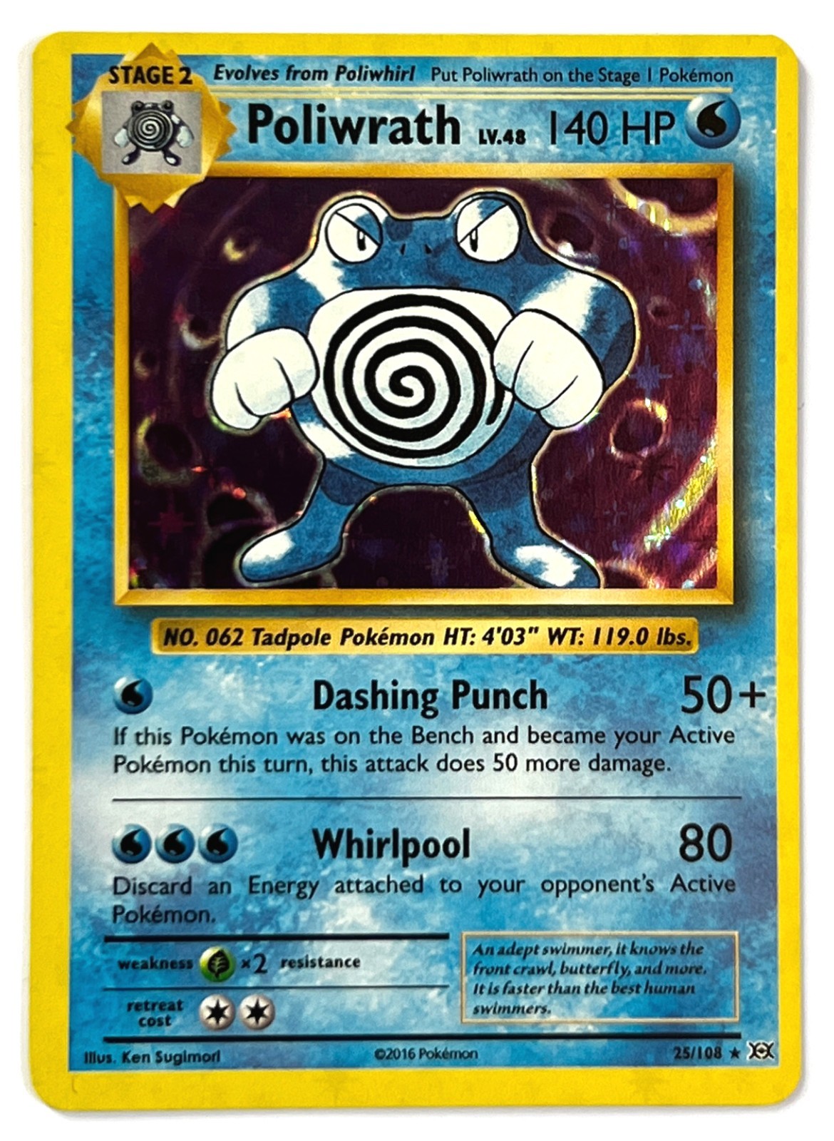 Poliwrath 25/108 Holo Rare Pokémon Card 2016 XY Evolutions LP