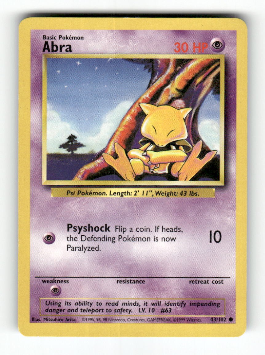 Abra – 43/102 – Base Set Unlimited – Pokemon – Common – LP
