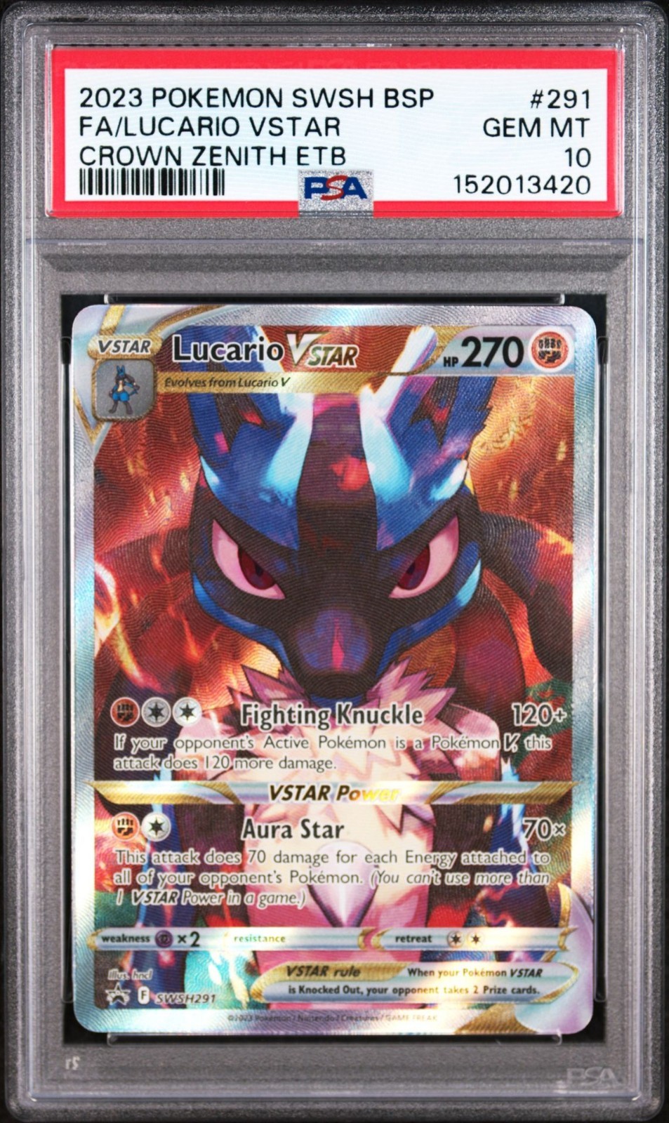 2023 Pokemon SWSH Black Star Promo 291 Lucario VSTAR PSA 10 Gem Mint