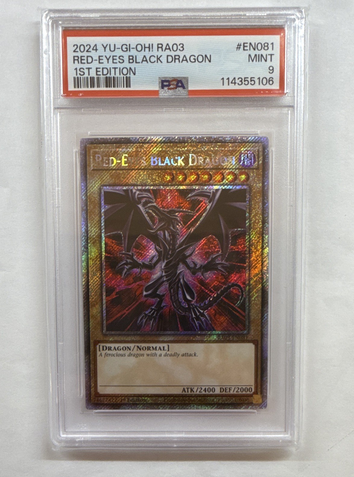 Konami Red-Eyes Black Dragon RA03-EN081 PR Holo 1st Ed PSA 9 2024